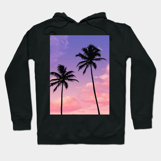 Palm tree purple Sunset Hoodie by Trippycollage